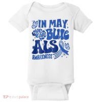 Rainbow In May We Wear Blue ALS Awareness Month  Baby Bodysuit thumb 0