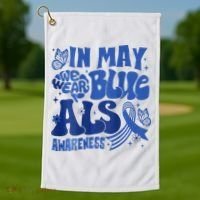 Rainbow In May We Wear Blue ALS Awareness Month  Golf Towel thumb 1