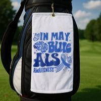 Rainbow In May We Wear Blue ALS Awareness Month  Golf Towel thumb 2