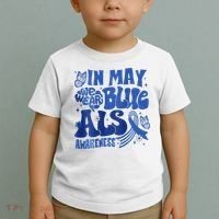 Rainbow In May We Wear Blue ALS Awareness Month  Toddler T-Shirt thumb 2