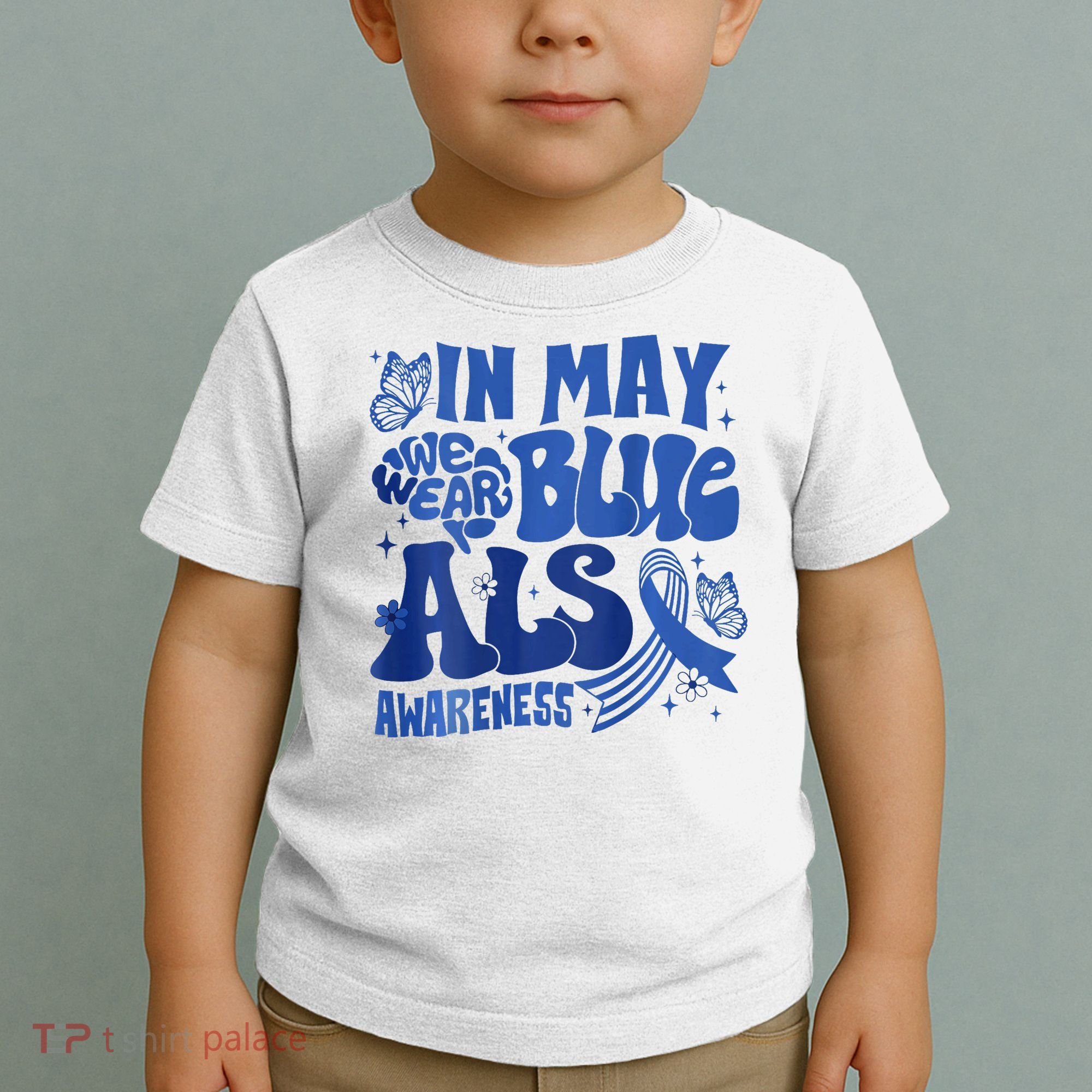 Rainbow In May We Wear Blue ALS Awareness Month  Toddler T-Shirt