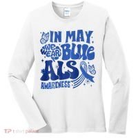 Rainbow In May We Wear Blue ALS Awareness Month  Women's Long Sleeve Shirt thumb 0