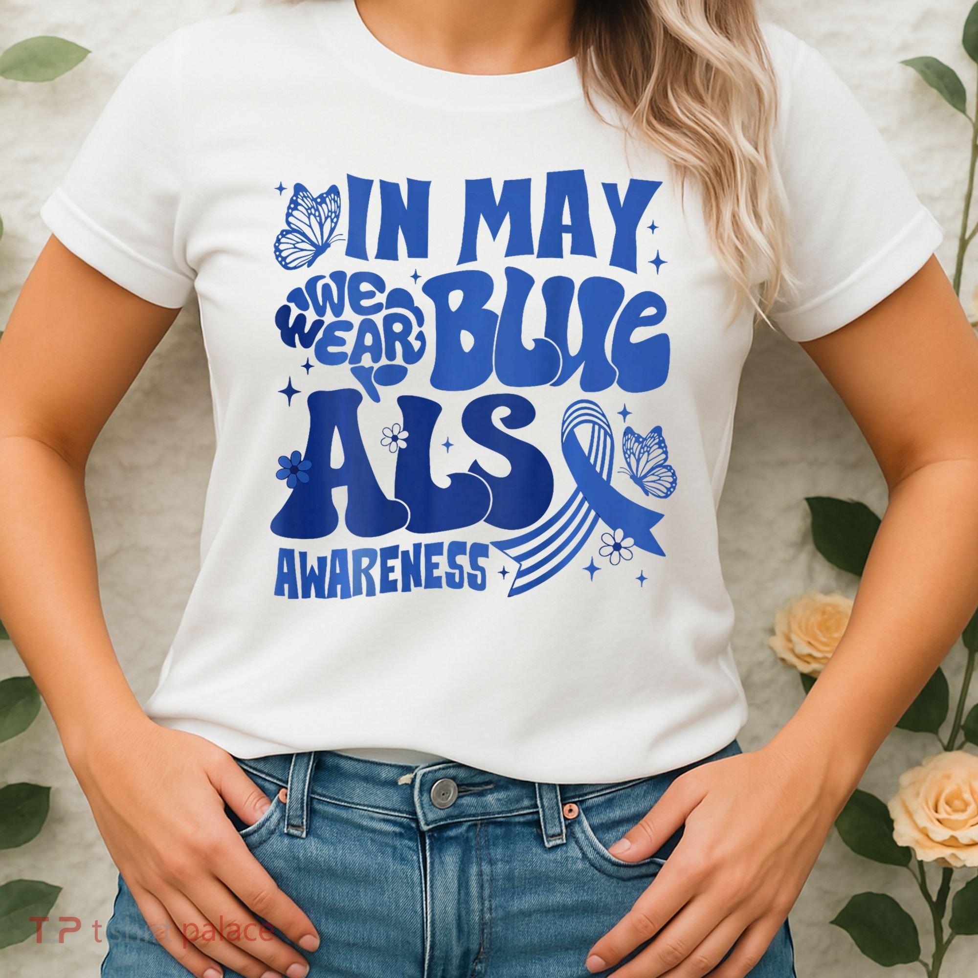 Rainbow In May We Wear Blue ALS Awareness Month  Women's T-Shirt