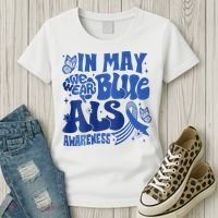 Rainbow In May We Wear Blue ALS Awareness Month  Women's T-Shirt thumb 3