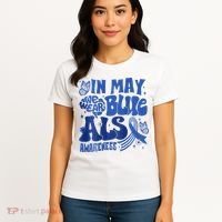 Rainbow In May We Wear Blue ALS Awareness Month  Women's T-Shirt thumb 4