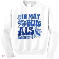 Rainbow In May We Wear Blue ALS Awareness Month  Kids Sweatshirt thumb 0