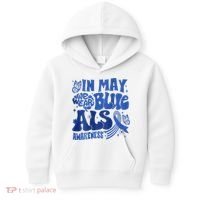 Rainbow In May We Wear Blue ALS Awareness Month  Kids Hoodie thumb 0