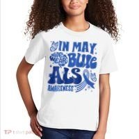 Rainbow In May We Wear Blue ALS Awareness Month  Kids T-Shirt thumb 2
