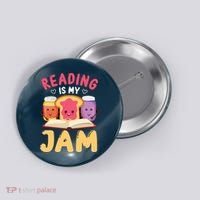 Reading Is My Jam Funny I Love To Read Books Gift Button thumb 0