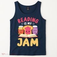 Reading Is My Jam Funny I Love To Read Books Gift Tank Top thumb 2