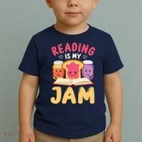 Reading Is My Jam Funny I Love To Read Books Gift Toddler T-Shirt thumb 2