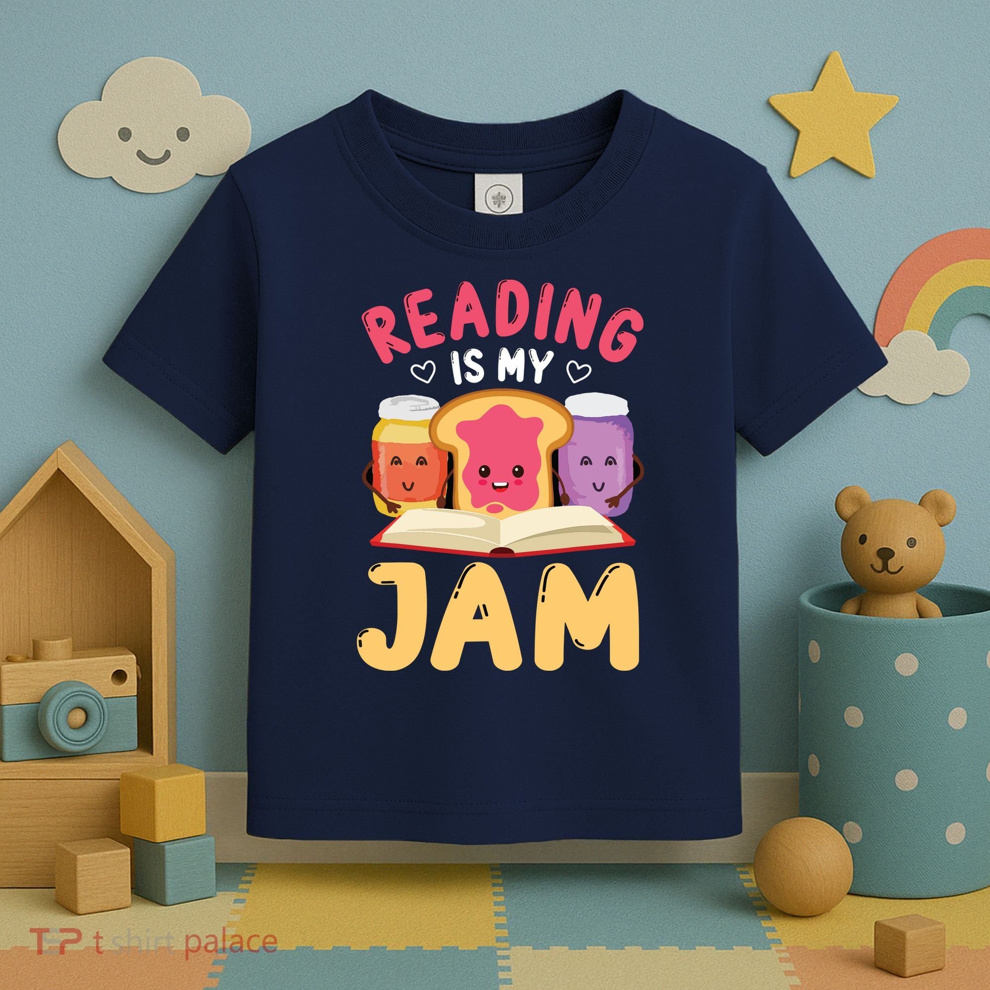 Reading Is My Jam Funny I Love To Read Books Gift Toddler T-Shirt