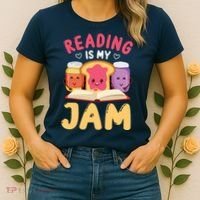 Reading Is My Jam Funny I Love To Read Books Gift Women's T-Shirt thumb 2