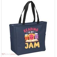 Reading Is My Jam Funny I Love To Read Books Gift Tote Bag thumb 2