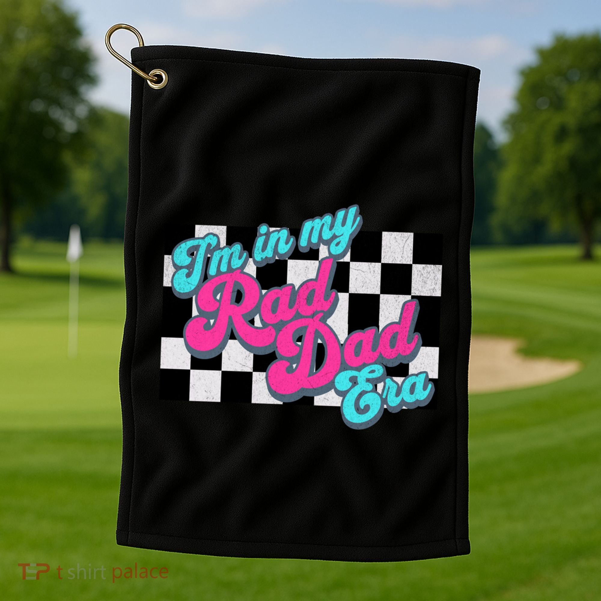 Retro In My Rad Dad Era Funny Dad Groovy Rad Dad Gift Golf Towel