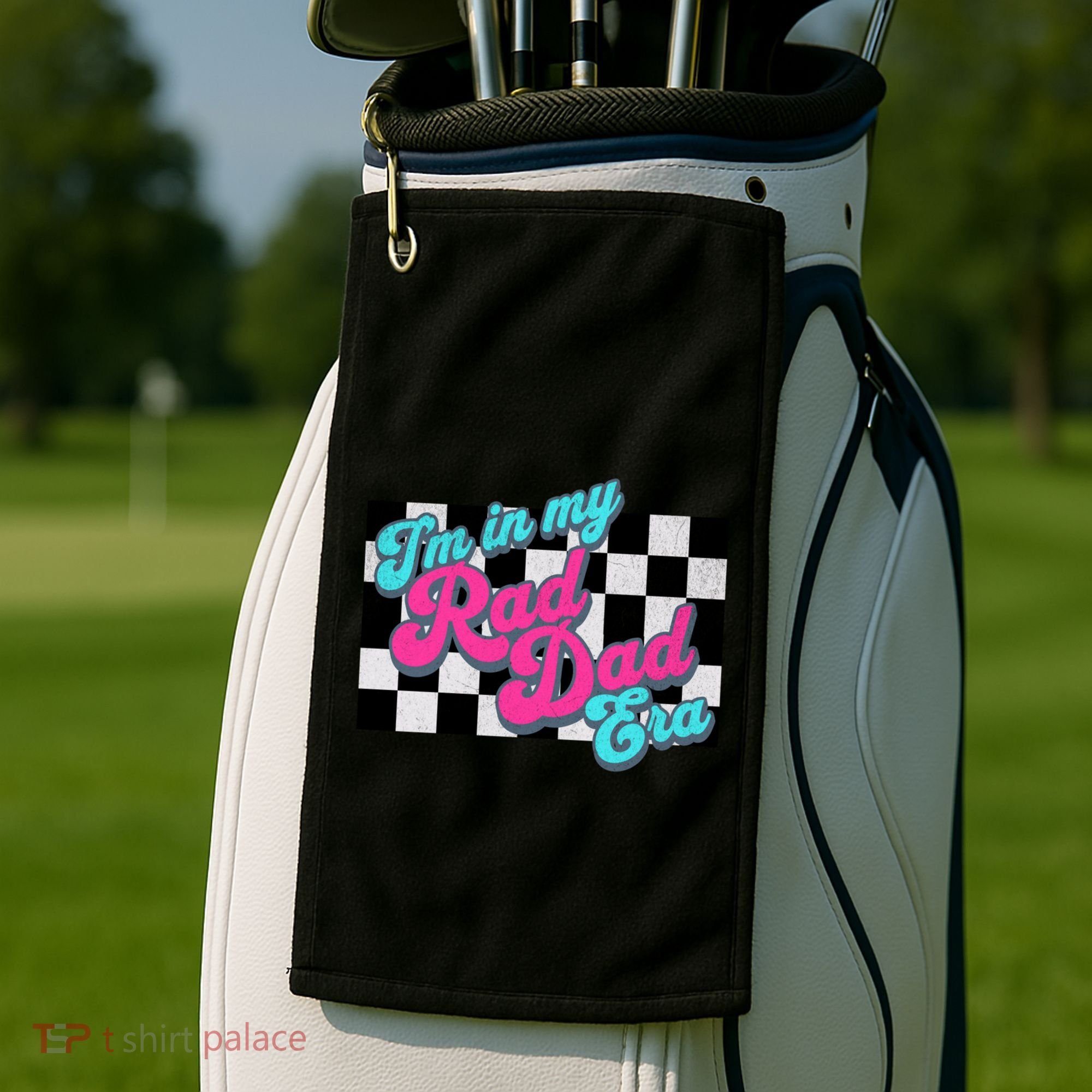 Retro In My Rad Dad Era Funny Dad Groovy Rad Dad Gift Golf Towel
