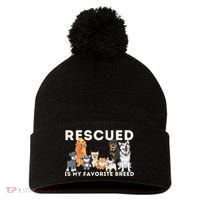 Rescued Is My Favorite Breed Animal Rescue Pom Pom 12in Knit Beanie thumb 0