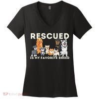 Rescued Is My Favorite Breed Animal Rescue Women's V-Neck T-Shirt thumb 0