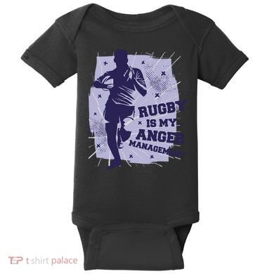 Rugby Is My Anger Management Baby Bodysuit