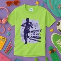 Rugby Is My Anger Management Kids T-Shirt thumb 3