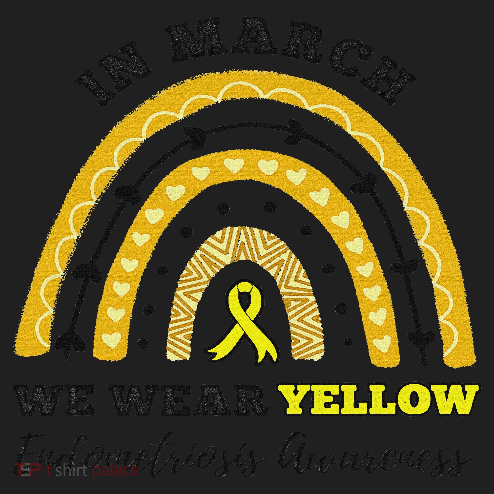 Rainbow In March We Wear Yellow Endometriosis Awareness Beanie