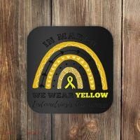 Rainbow In March We Wear Yellow Endometriosis Awareness Coaster thumb 0
