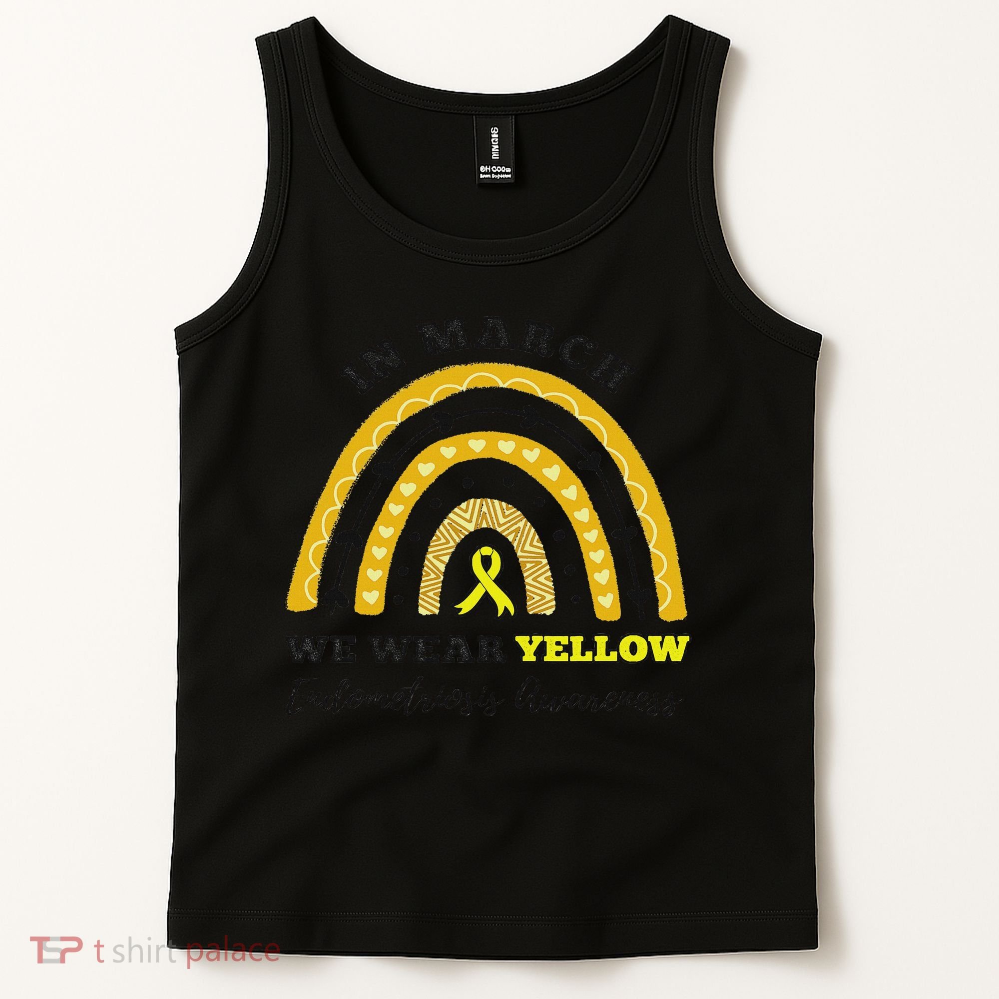 Rainbow In March We Wear Yellow Endometriosis Awareness Tank Top