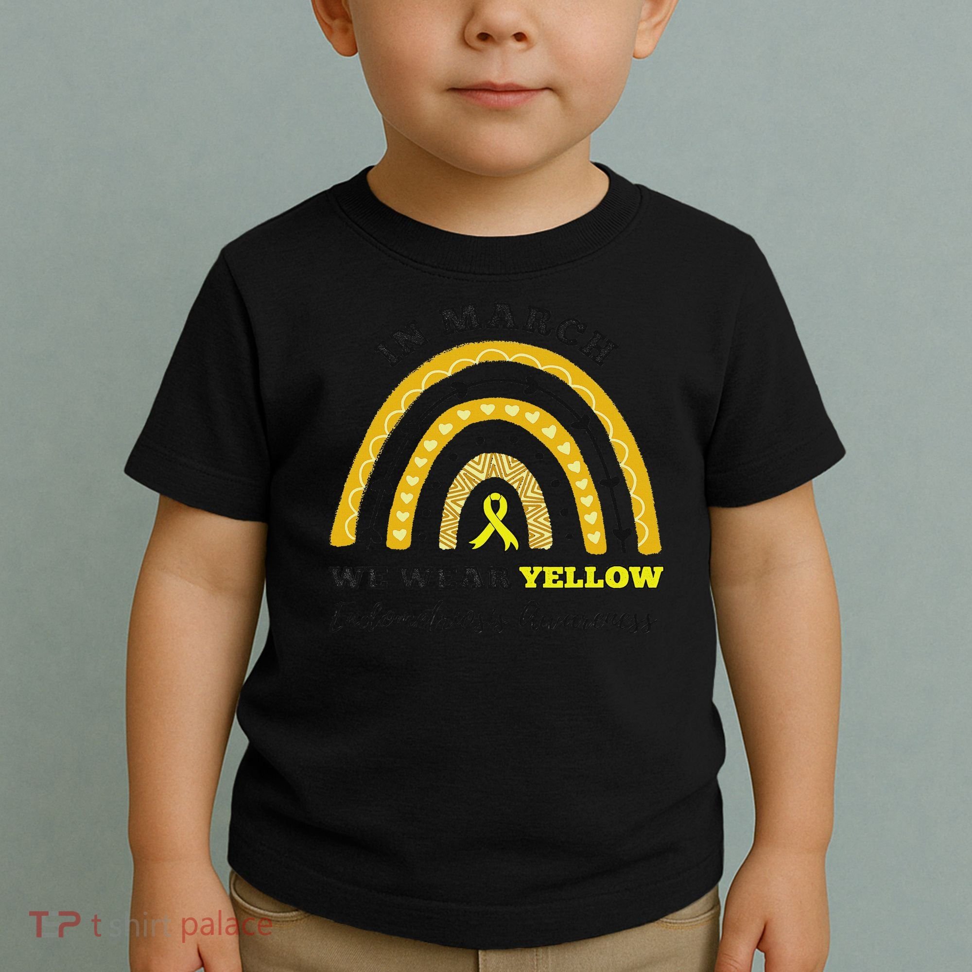 Rainbow In March We Wear Yellow Endometriosis Awareness Toddler T-Shirt