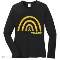 Rainbow In March We Wear Yellow Endometriosis Awareness Women's Long Sleeve Shirt thumb 0
