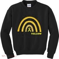 Rainbow In March We Wear Yellow Endometriosis Awareness Kids Sweatshirt thumb 0