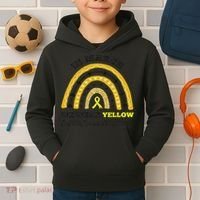 Rainbow In March We Wear Yellow Endometriosis Awareness Kids Hoodie thumb 2