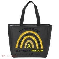 Rainbow In March We Wear Yellow Endometriosis Awareness Tote Bag thumb 0