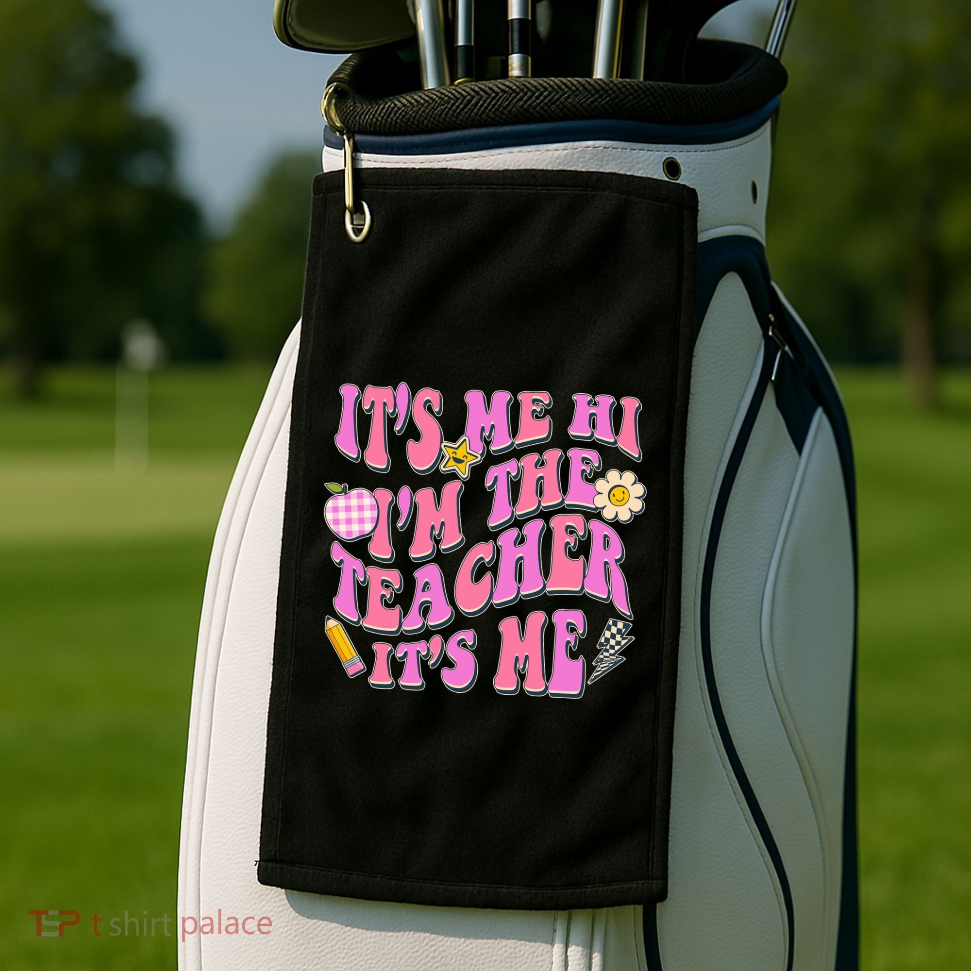 Retro Its Me Hi Im The Teacher Its Me Golf Towel