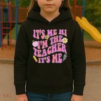 Retro Its Me Hi Im The Teacher Its Me Kids Hoodie thumb 3
