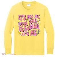 Retro Its Me Hi Im The Teacher Its Me Kids Long Sleeve Shirt thumb 0