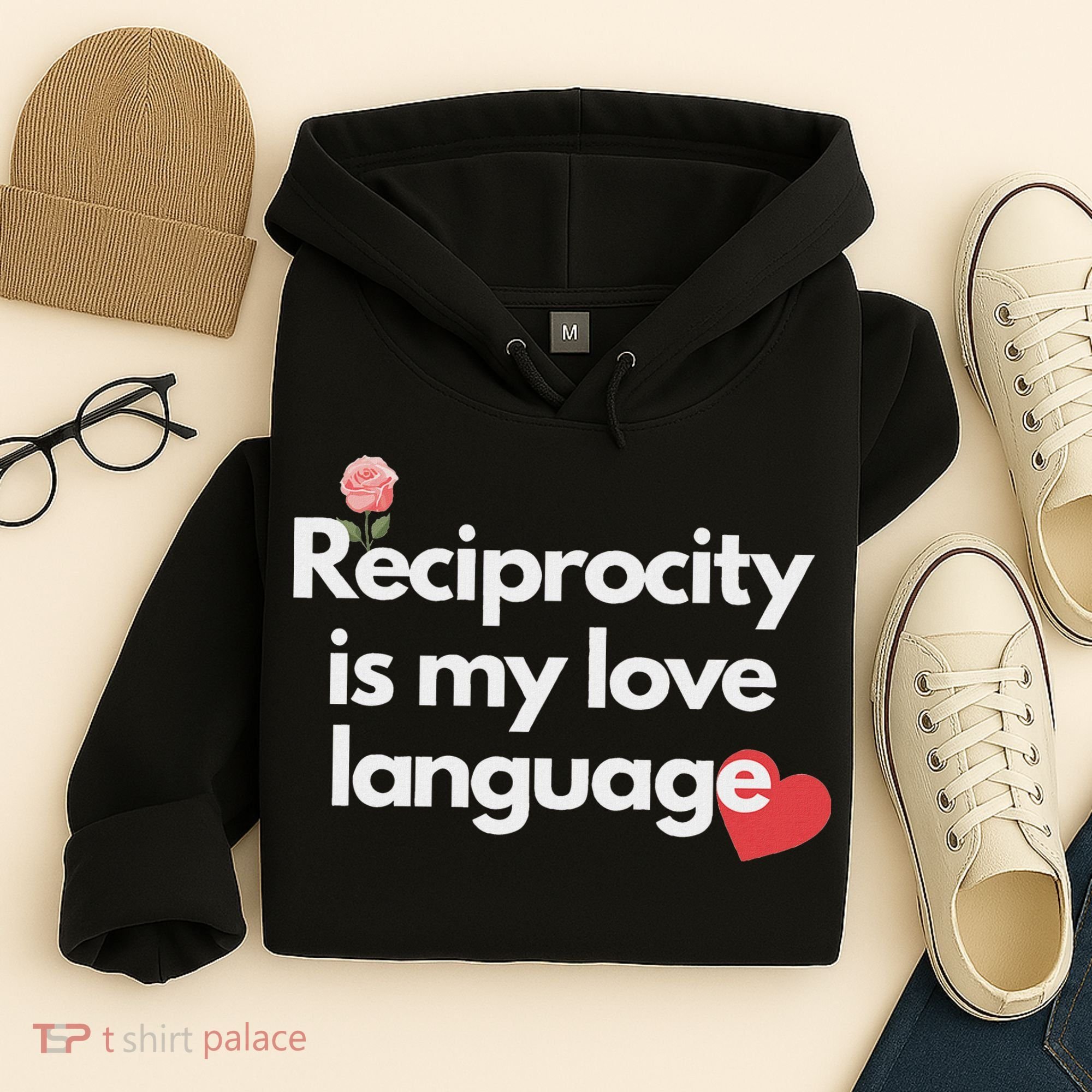 Reciprocity Is My Love Language Flower Red Heart Hoodie