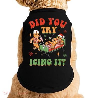 Retro Icu Nurse Christmas Gingerbread Did You Try Icing It Doggie Tank