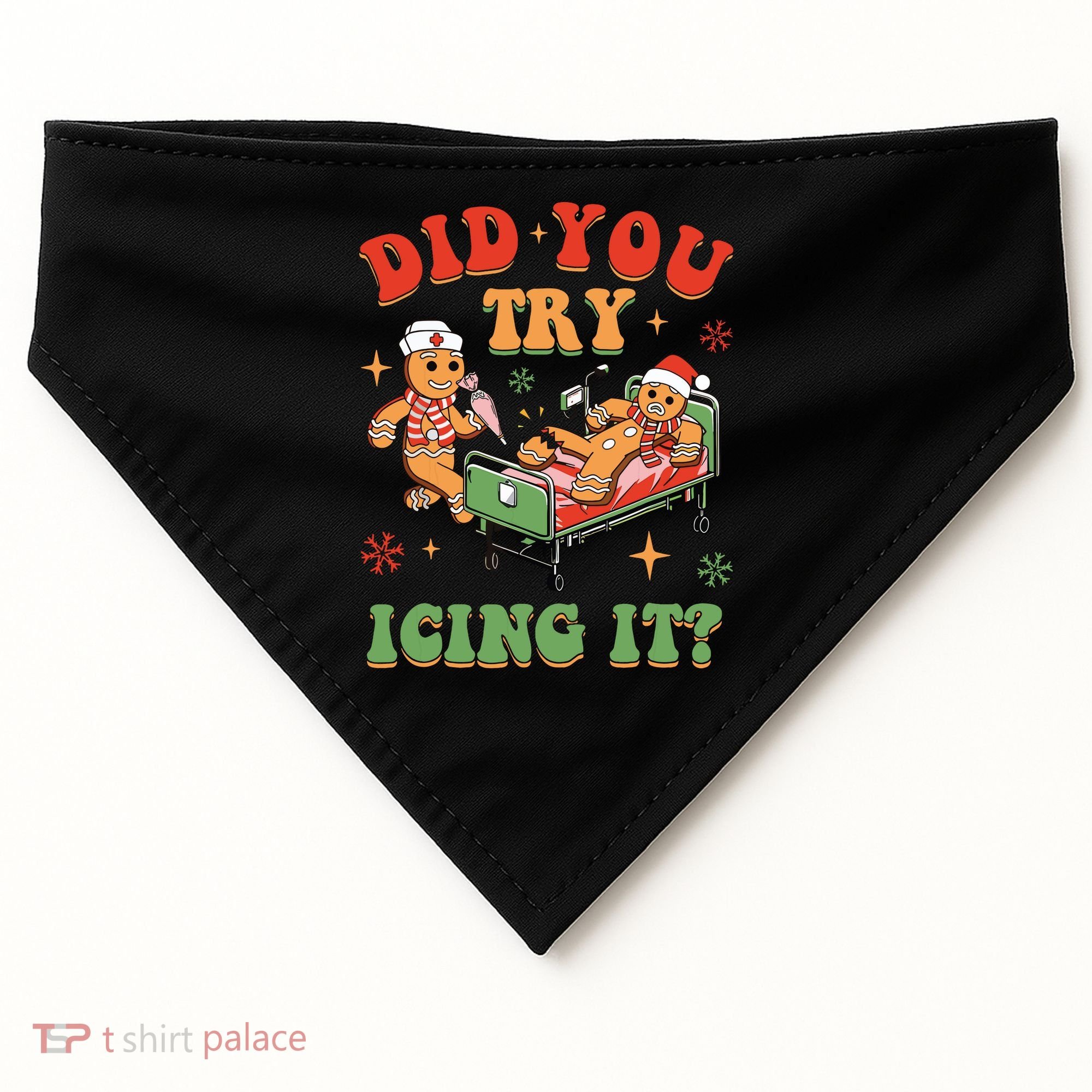 Retro Icu Nurse Christmas Gingerbread Did You Try Icing It USA-Made Doggie Bandana