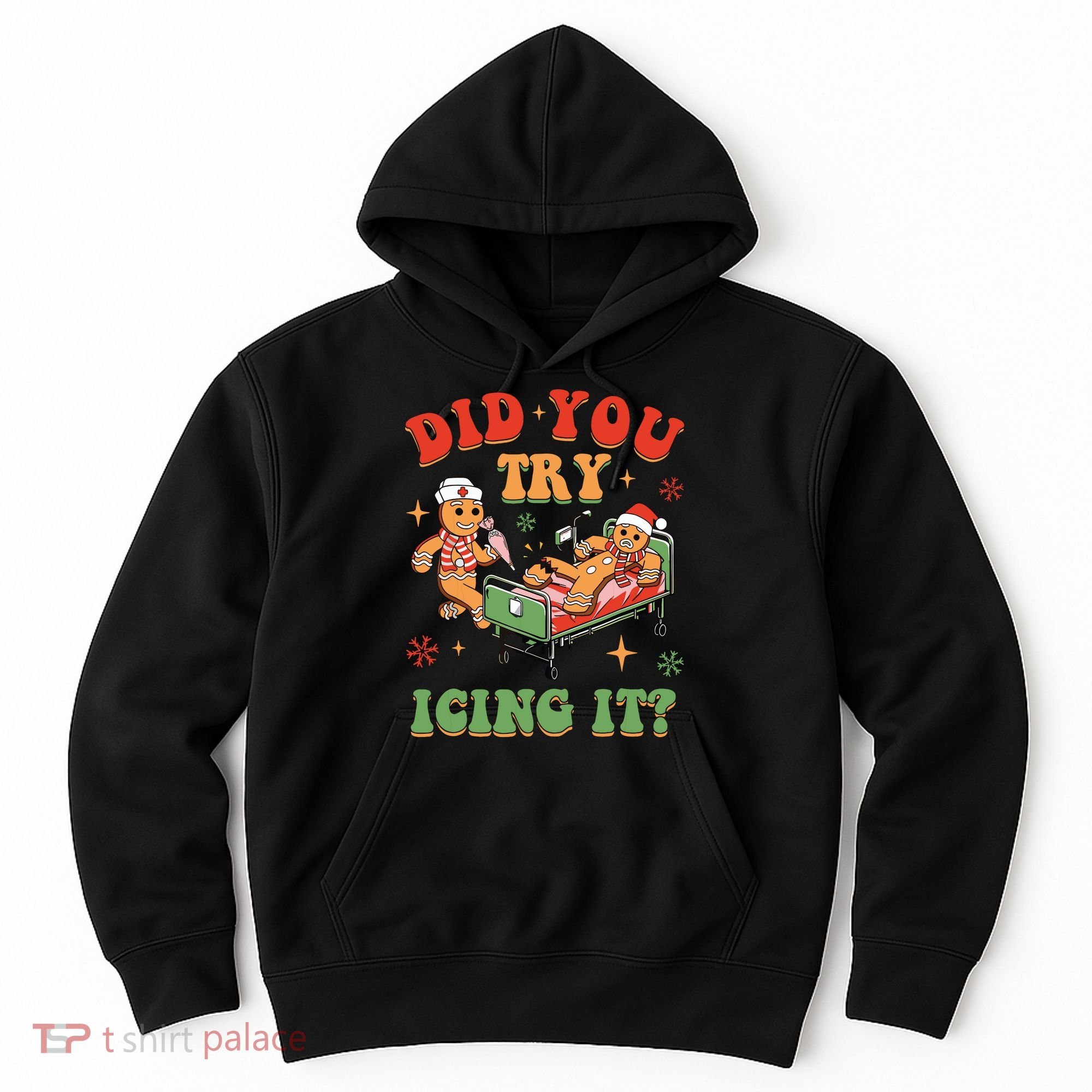 Retro Icu Nurse Christmas Gingerbread Did You Try Icing It Hoodie