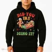 Retro Icu Nurse Christmas Gingerbread Did You Try Icing It Hoodie thumb 2