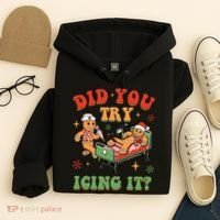 Retro Icu Nurse Christmas Gingerbread Did You Try Icing It Hoodie thumb 4