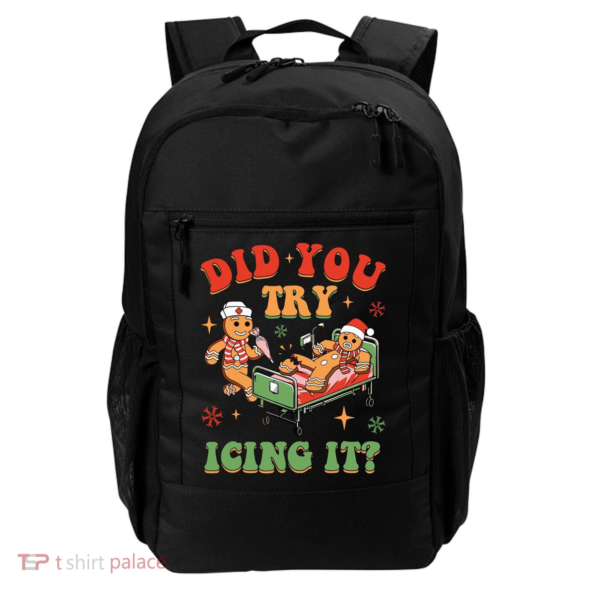 Retro Icu Nurse Christmas Gingerbread Did You Try Icing It Backpack