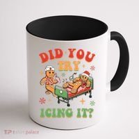 Retro Icu Nurse Christmas Gingerbread Did You Try Icing It Coffee Mug thumb 1