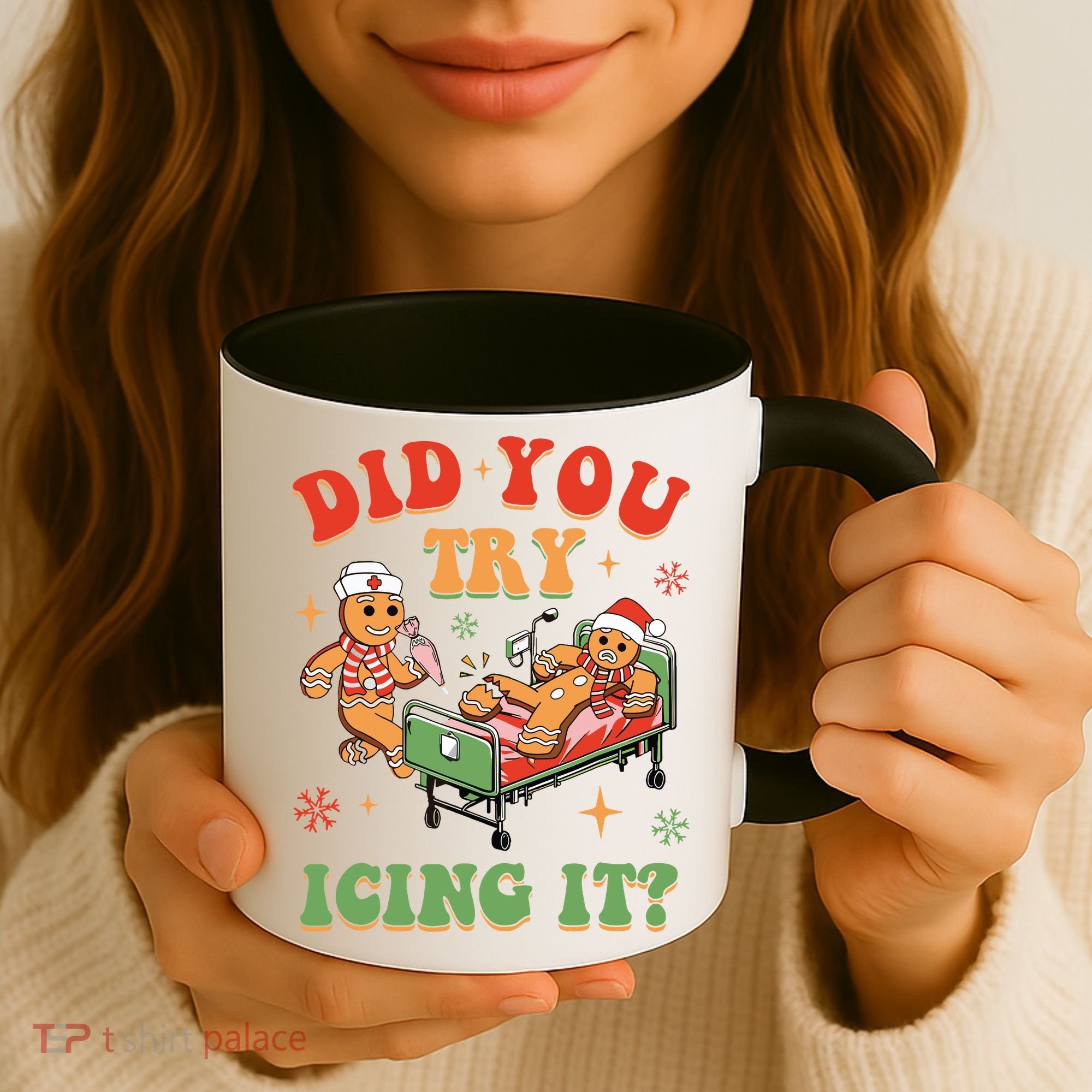 Retro Icu Nurse Christmas Gingerbread Did You Try Icing It Coffee Mug