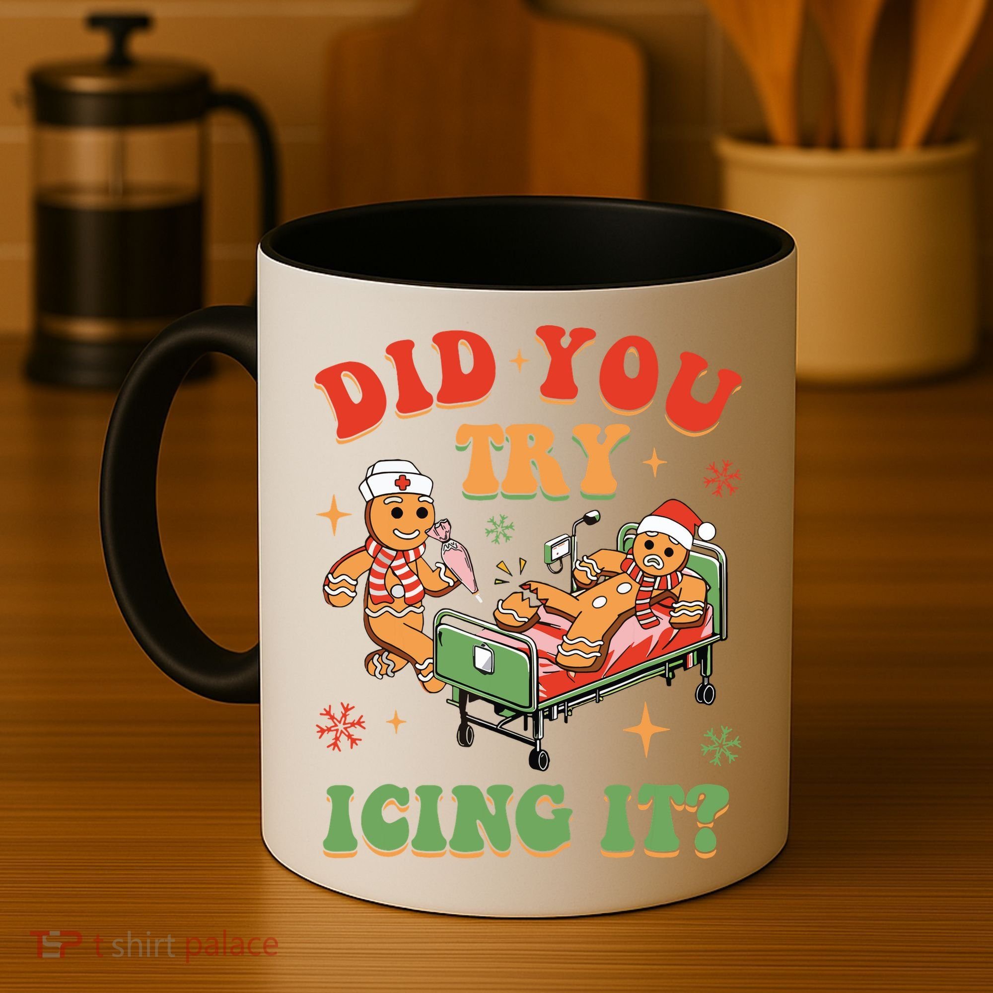 Retro Icu Nurse Christmas Gingerbread Did You Try Icing It Coffee Mug