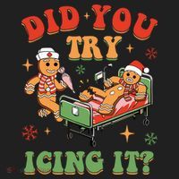 Retro Icu Nurse Christmas Gingerbread Did You Try Icing It Beanie thumb 2