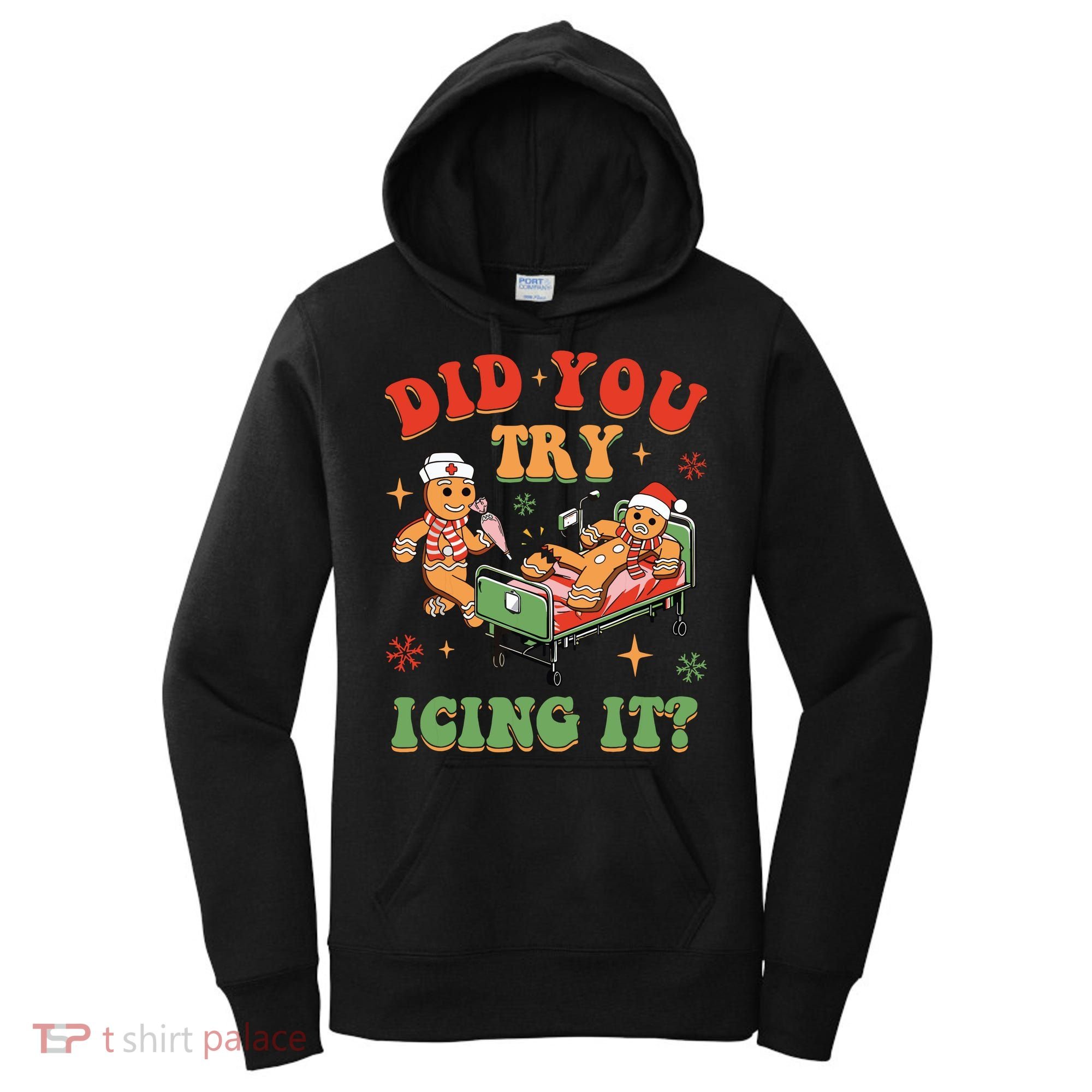 Retro Icu Nurse Christmas Gingerbread Did You Try Icing It Women's Hoodie