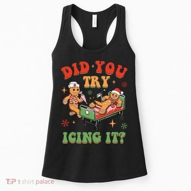 Retro Icu Nurse Christmas Gingerbread Did You Try Icing It Women's Tank Top