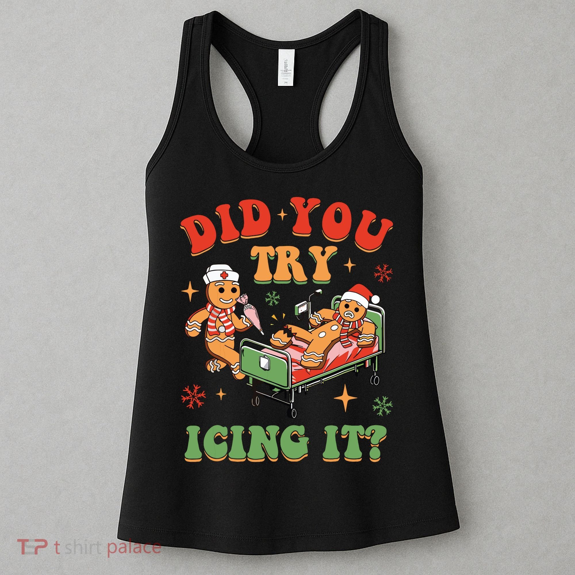 Retro Icu Nurse Christmas Gingerbread Did You Try Icing It Women's Tank Top