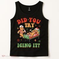 Retro Icu Nurse Christmas Gingerbread Did You Try Icing It Tank Top thumb 2